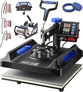 VEVOR 8 in 1 Heat Press Machine 15x15 Inch, 360° Swing Away Shirt Press Machine
