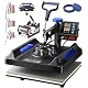 VEVOR 8 in 1 Heat Press Machine 15x15 Inch, 360° Swing Away Shirt Press Machine - Digital Professional Heat Transfer Tshirt Press Machine, Sublimation Heat Press for T Shirts Hat Cap Mug Plate Blue Product Image 1