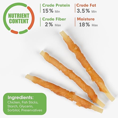 Miniatura 4 de MON2SUN Rawhide Free Dog Treats Chicken Wrapped Cod Sticks for Small Dogs Healthy Training Treats Soft Snacks (14.11 Ounce -Pack of 1)