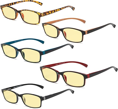 Vista 8 de Eyekepper 5 pares de anteojos de lectura cómodos para computadora para mujeres y hombres, lectores de bloqueo de luz azul, transparentes, +2.25