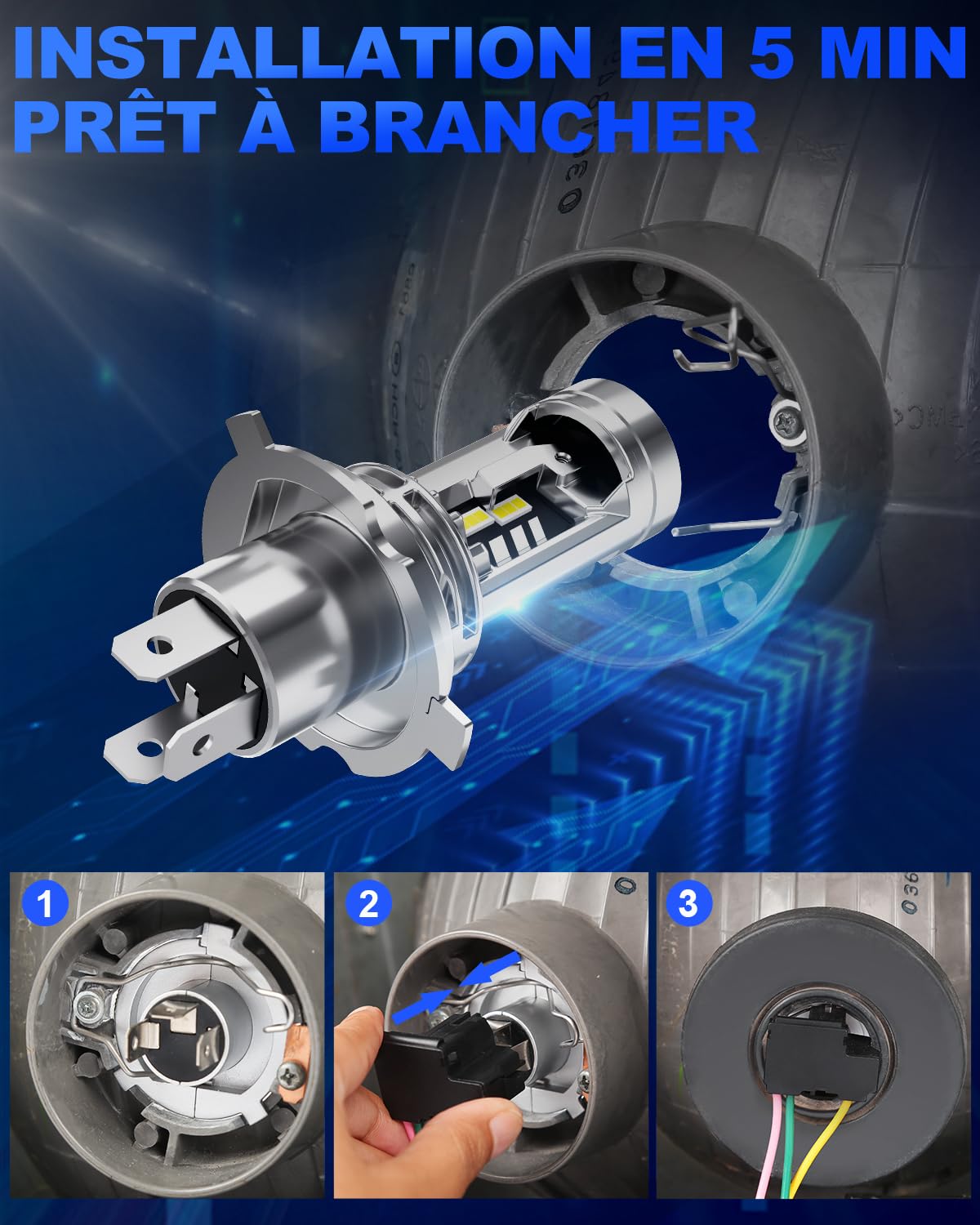 SUPAREE Ampoule LED H4 Canbus Ampoule H4 LED Voiture 9003 H4 26000LM 6500K 55W Hi/Lo Phares 1:1 Mini Design avec Ventilateur Plug n Play 2Pcs