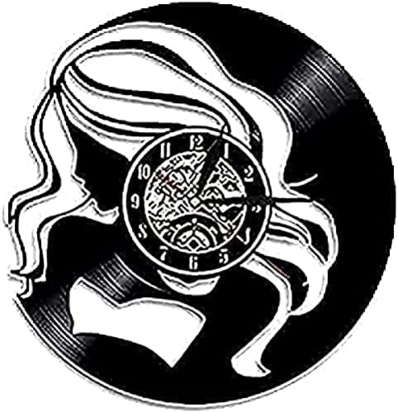 Horloge exotique dame en vinyle au design moderne fille pour salon et cuisine