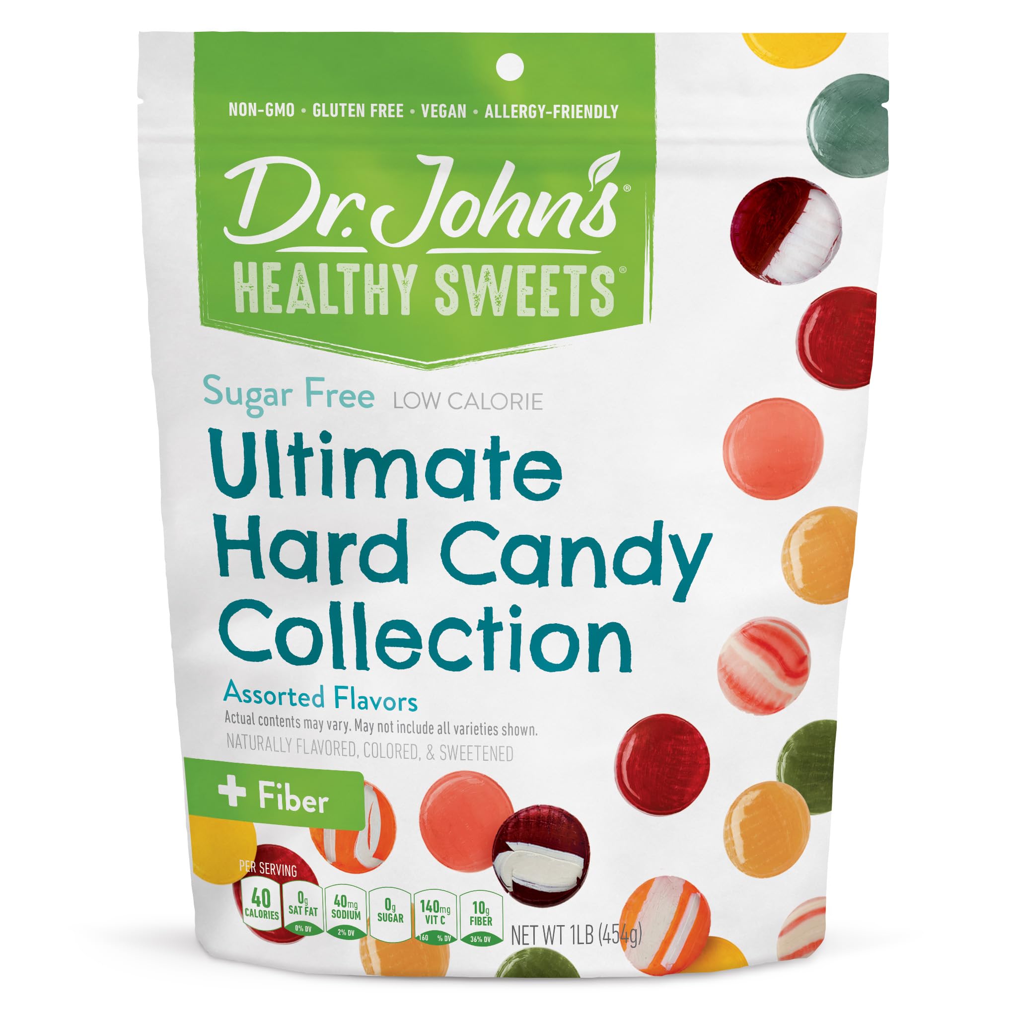 Dr. John’s Sugar Free Candy, Healthy Lollipops with Zero Sugar, Low Calorie Snacks, Keto Friendly Hard Candy Sweets, Ultimate Collection, 60 Count, 1 LB