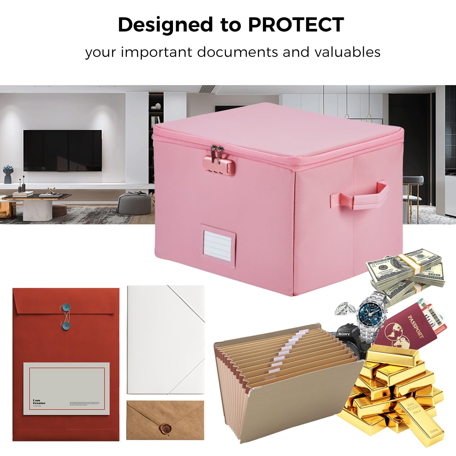 Fire Proof File Box Fireproof Document Box With Lock, Fireproof Water ...