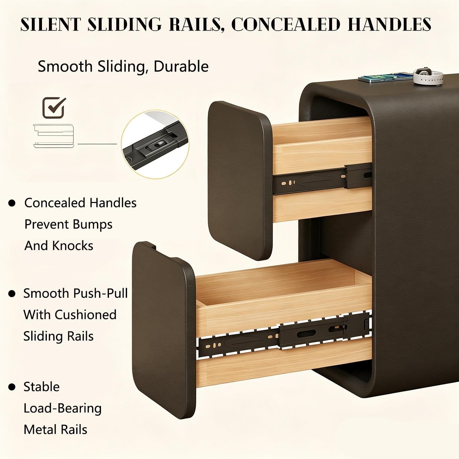 Comodino Stretto In Legno Massello Piccolo Tavolino Con Cassetto