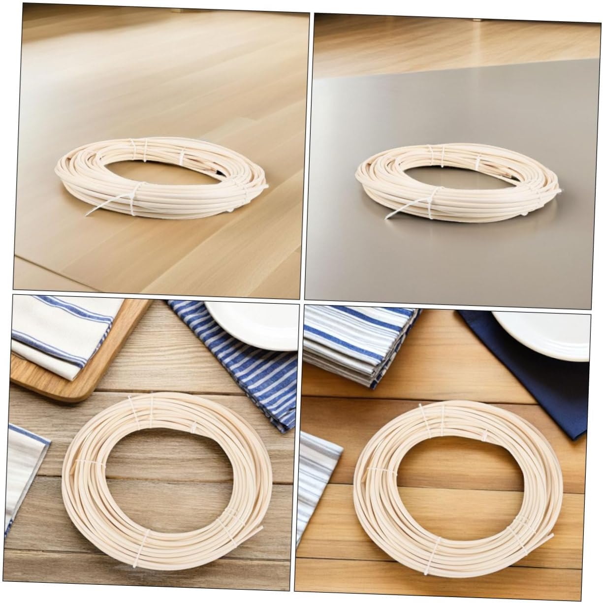 Homoyoyo 3 Rolls Natural Rattan Round Reed Weaving Cane for Chair and Basket Making Durable DIY Furniture Repair Supplies Easy to Weave and Enhance Home Decor
