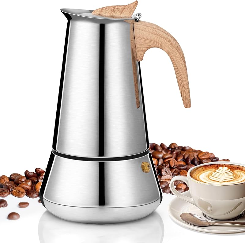 VINATO Rozsdamentes Moka Kanna 350ml 6 Személyes Indukciós Kávéfőző