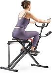 Sunny Health & Fitness Smart Row-N-Ride Squat Assist Trainer, Home Gym Foldable Training Machine for Arm, Glute & Leg Workout, with Exclusive SunnyFit App Connection, Optional in Colors