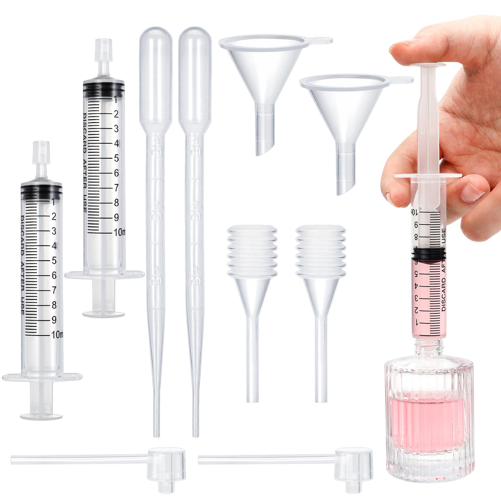 10pcs Perfume Refill Tool Kit,Plastic Perfume Dispenser Transfer Tools,Travel Refill Tool Set for Liquid Cologne Fragrance Sample Essential Oils (10ml/10pcs)