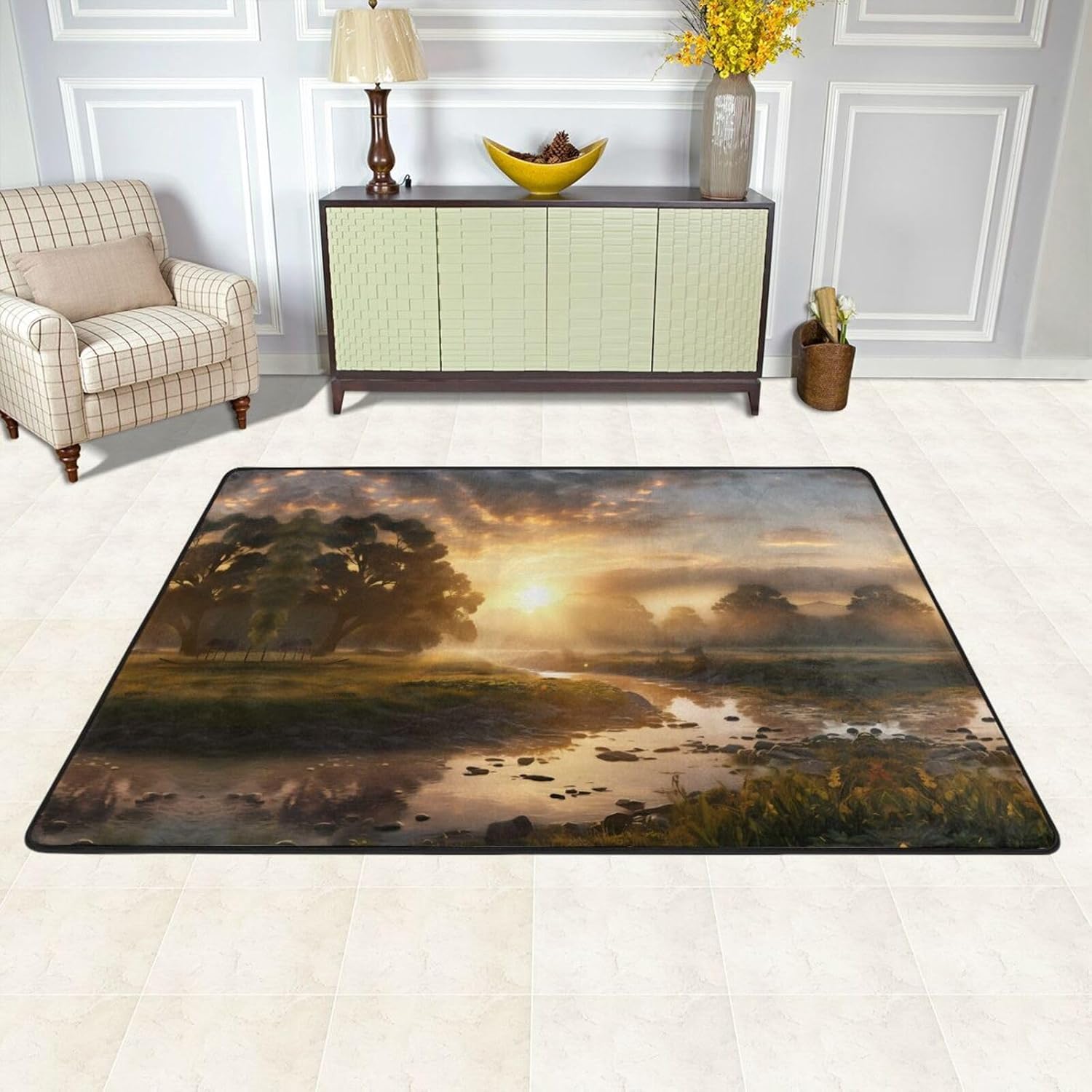 Morning Sunshine Printed Anti-Slip Floor mat Carpet Rug 36"x24" for Living Room Office Coffee Table Bed Balcony