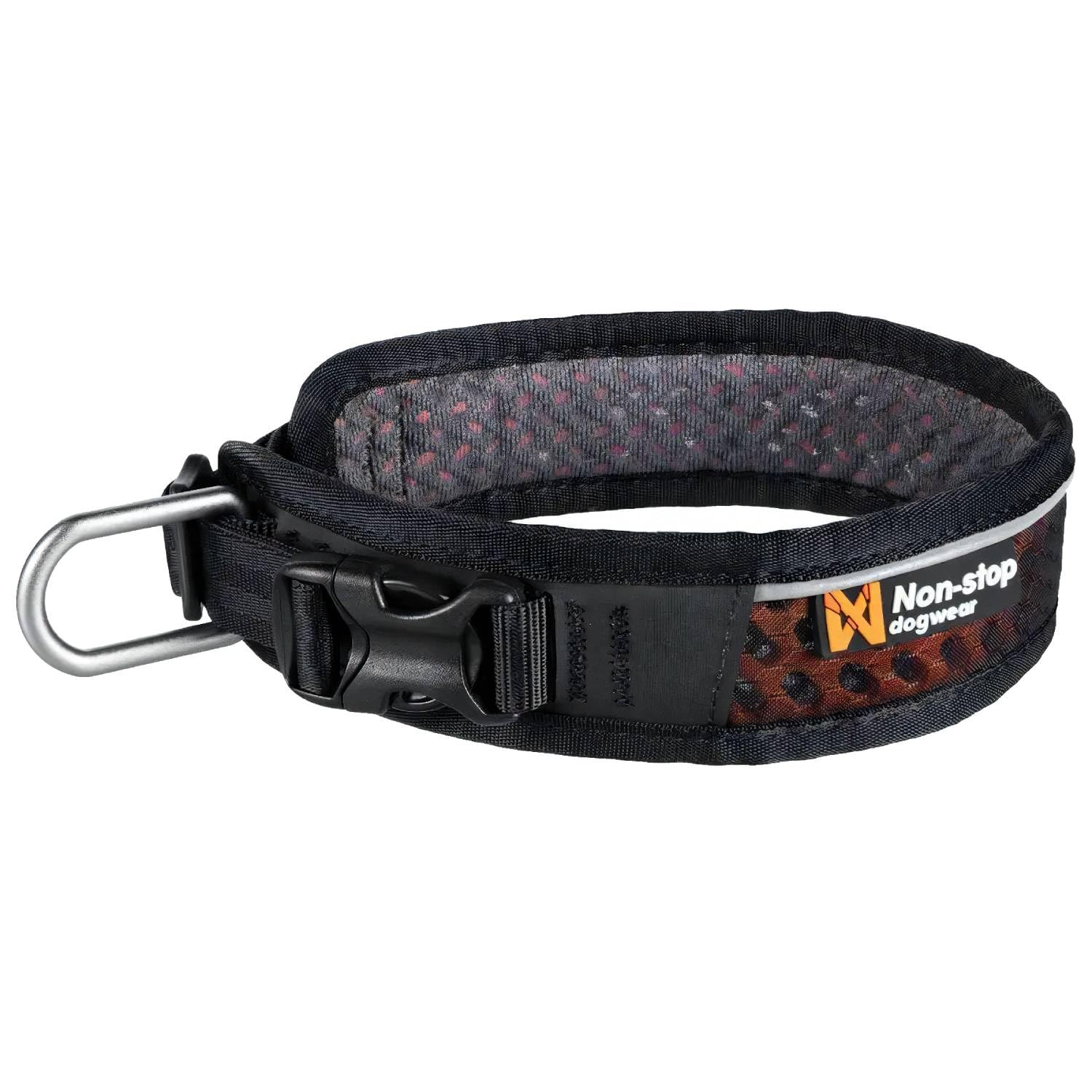Non-stop dogwear Rock Collar Adjustable |3446| Verstellbares Funktionshalsband, Größe:L, für große Hunde, Schwarz / Orange, Nylon oder Leder