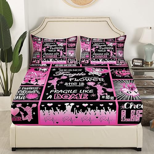 Miniatura 3 de Juego de ropa de cama de animadora tamaño matrimonial, sábana bajera ajustable para niños, adolescentes y mujeres, sábanas de bailarina de