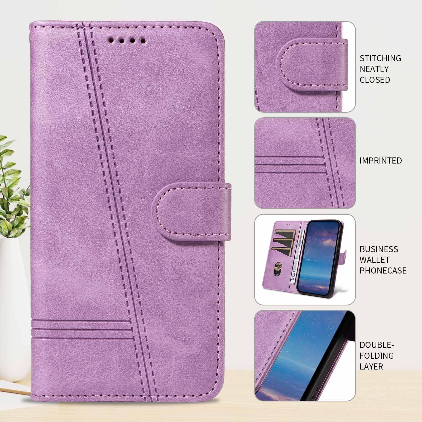 Etui z klapką do telefonu Samsung Galaxy S25 Ultra/S25 Plus/S25, skórzane etui portfelowe na telefon z stojakiem na karty, etui foliowe, odporne na wstrząsy, tworzywo TPU wewnątrz, fioletowe,