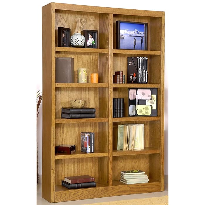Buy Traditional 72" Tall 10Shelf Double Wide Wood Bookcase in Dry Oak Online at desertcart UAE