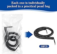 Vista 4 de Kanayu 20 Pack Black Phone Handset Cord 12ft Telephone Cord for Landline Coiled Phone Wire Bulk for Use with All Landline Telephone Line Replacement