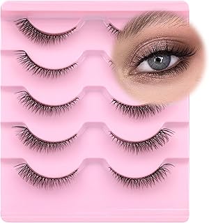 False Eyelashes Bottom Lashes Wispy Faux Mink Lashes Natural Look Fluffy Lower Lashes Clear Band Natural Strip Eyelashes Under Lashes DIY Fake Eyelashes Pack by GVEFETIEE