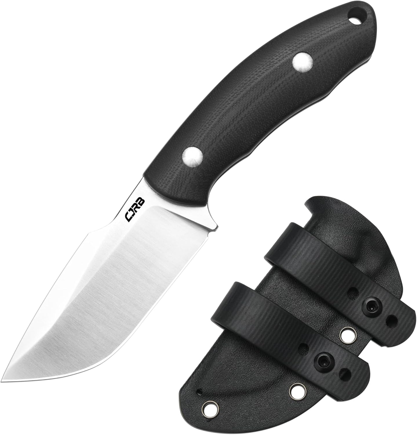 CJRB Mutt Fixed Blade Knife with Sheath, 3.18" AR-RPM9 Steel Blade EDC Fixed Blade Camping Knife with G10 Handle, Small Bushcraft Survival Hunting Knives for Men Women, J1958 Black