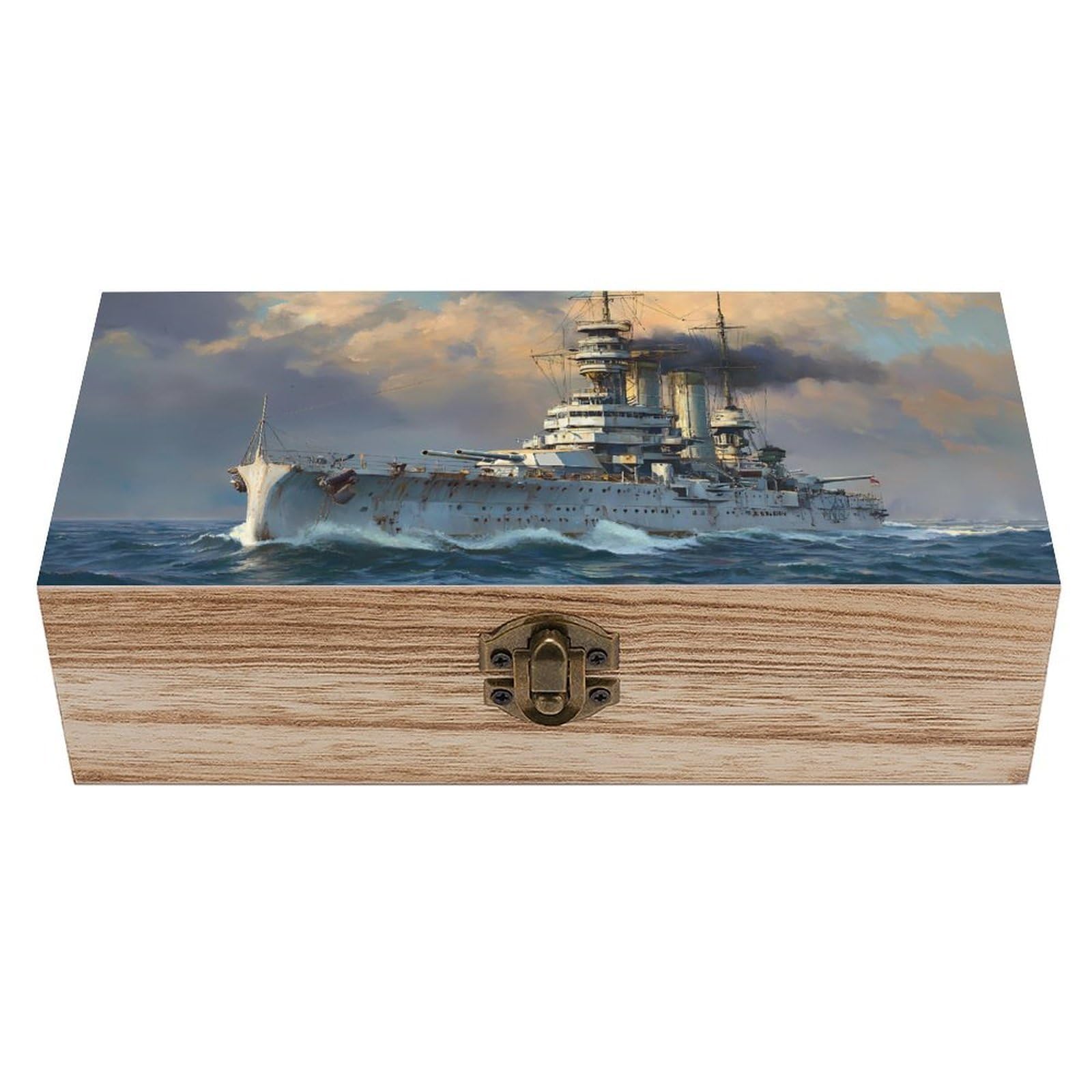 HLBSDM German Sailing Ship Wooden Storage Box Craft Memory Keepsake Treasure Chest Box Jewelry Organizer