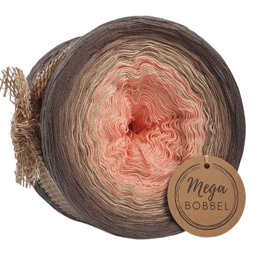 MegaBobbel*Geheimnis*A382* (Außenfarbe: Taupe) Farbverlaufsgarn - Lace Garn Bobbel Wolle zum Häkeln & Stricken (4 fädig, 3750m)