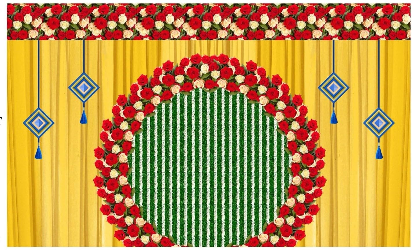 Decoration Backgrounds Cloth | Decorations Curtains for Background | varalakshmi Pooja Backdrop Decorations | varalakshmi Pooja Backgrounds 5x8 feet-picture-15