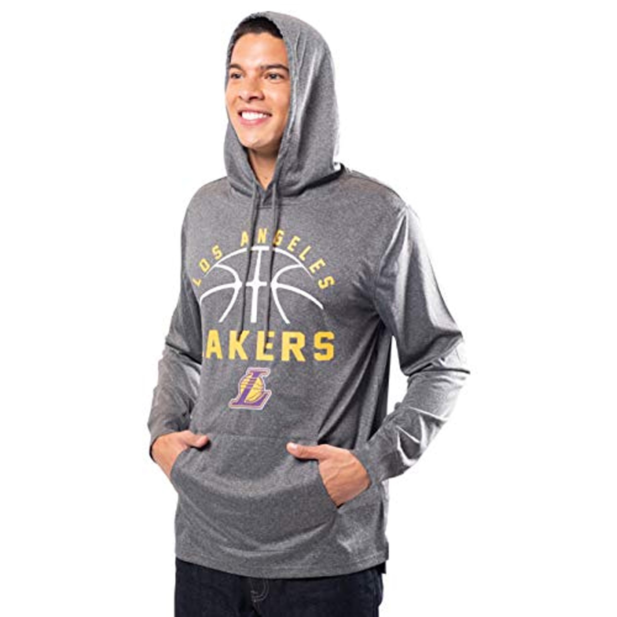 Ultra Game NBA Official Men’s Super Soft Lightweight Pullover Hoodie Sweatshirt - Unisex, Los Angeles Lakers, Heather Charcoal, Medium