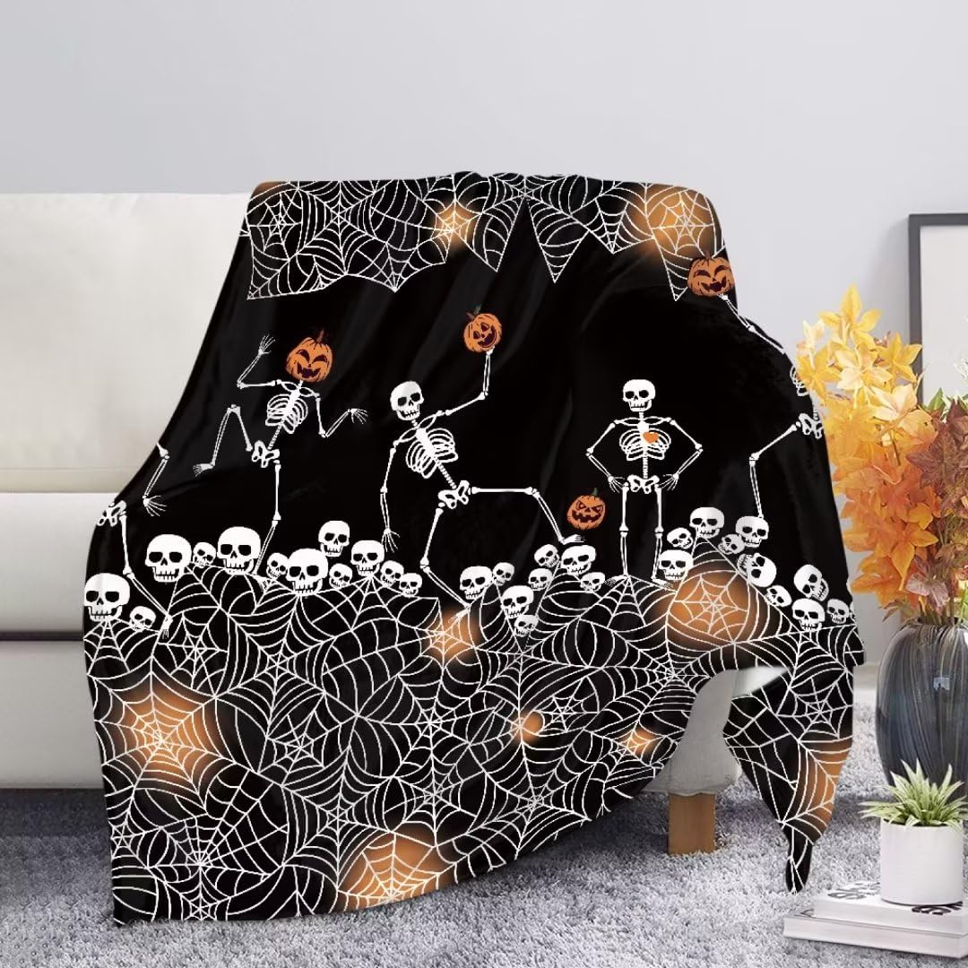 Coperta per Halloween con motivo a forma di teschio di zucca