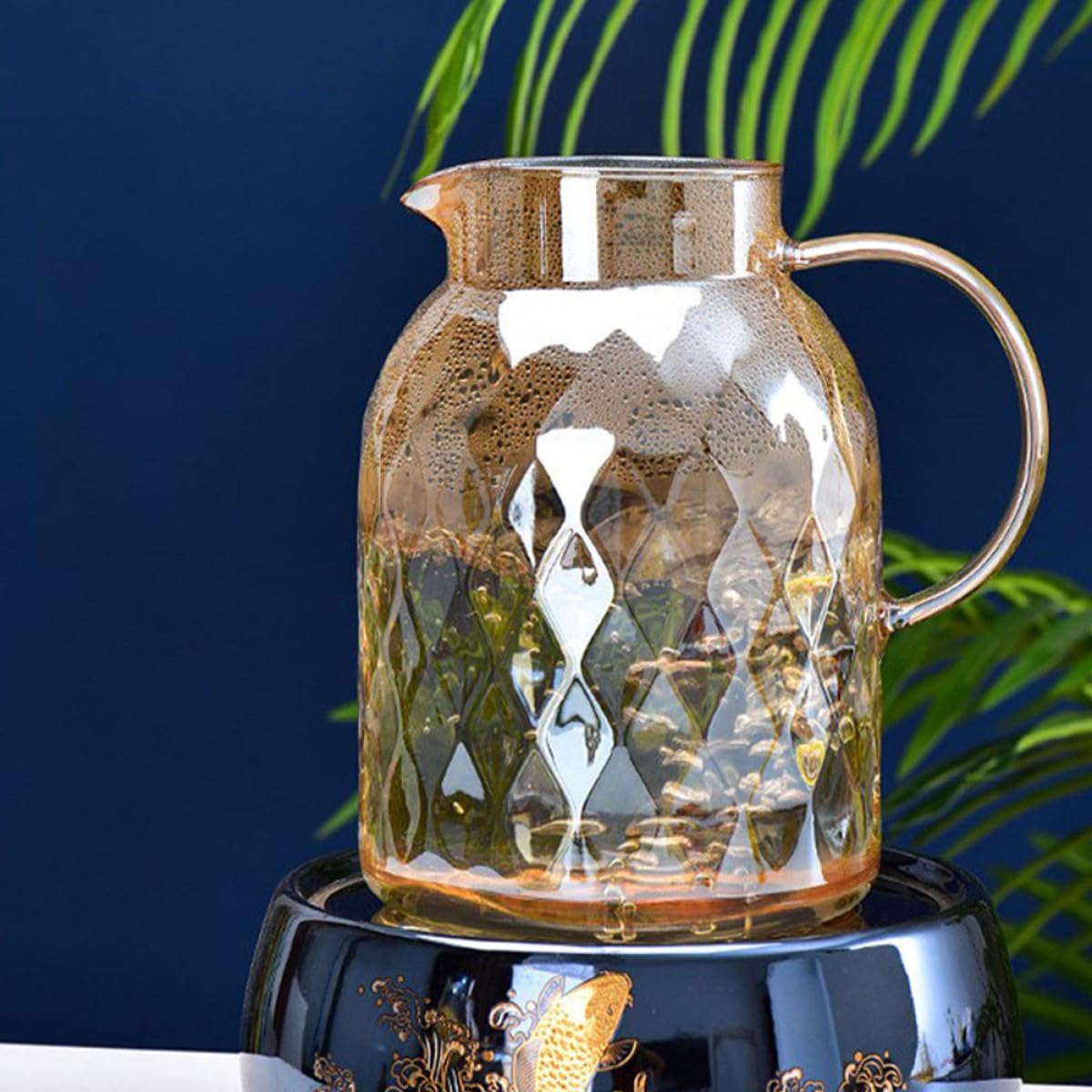 BESPORTBLE Jarra de Agua Hervida Fría de Vidrio 1800ml, Tetera de Cristal Transparente de Gran Capacidad para Jugo y Bebidas Refrescantes, Adecuado para Cocina y Hogar