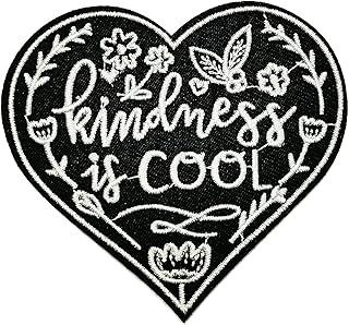 Wikineon Iron On Embroidered Patch, Punk Cool Black Heart Patch - Embroidered Applique Badge Iron On/Sew On DIY Clothing Accessories, Perfect for Backpack, Clothes, Hats & Jeans