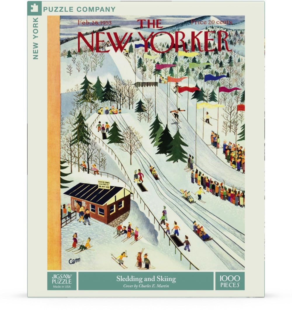 New York Puzzle Company - New Yorker Luge et Ski – Puzzle de 1000 pièces pour adultes par Charles E. Martin
