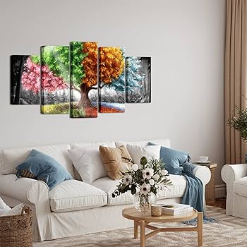 Amazon.co.jp: sechars 四季の木 絵画 キャンバス ウォール