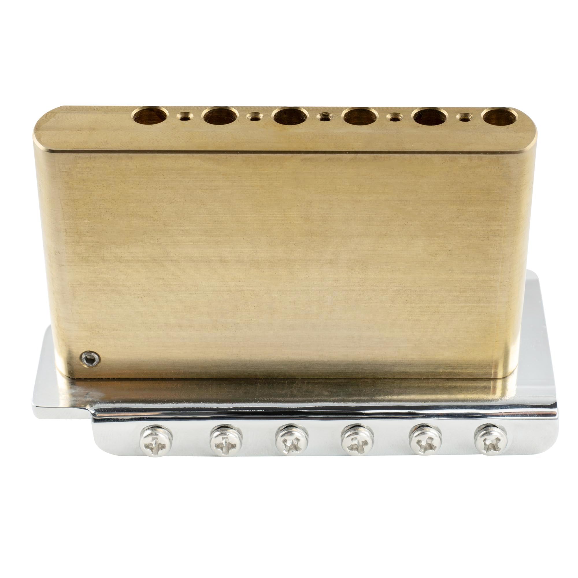 Musiclily Ultra 52,5mm Standard 6-Punkt ST Tremolo Bridge Steg mit Moderne Messing Saitenreiter 42mm Messingblock für Strat Style E-Gitarre, Chrom