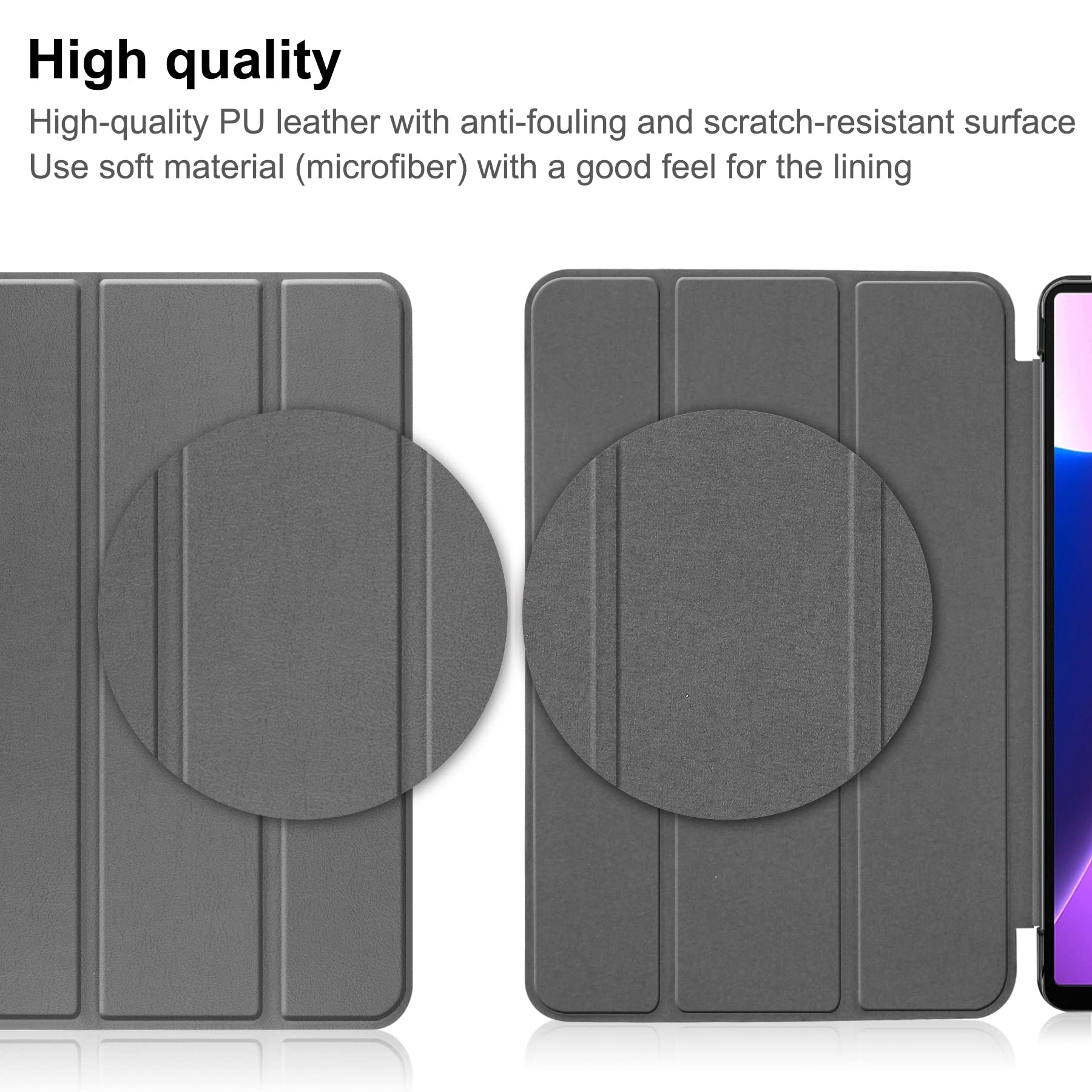 YRH for Lenovo Tab 10.1 inch 2025 (Model: TB311FU/TB311XU), PU Leather Stand Protective Hard Shell with Auto Sleep-Wake, Gray - Image 4