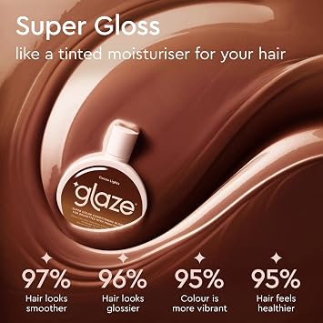 glaze Hair Shine Bundle Super Gloss Cocoa Lights Color Conditioning Gloss & Mirror 4-in-1 Super Sleek Shine Spray For Brown Hair with Highlights
