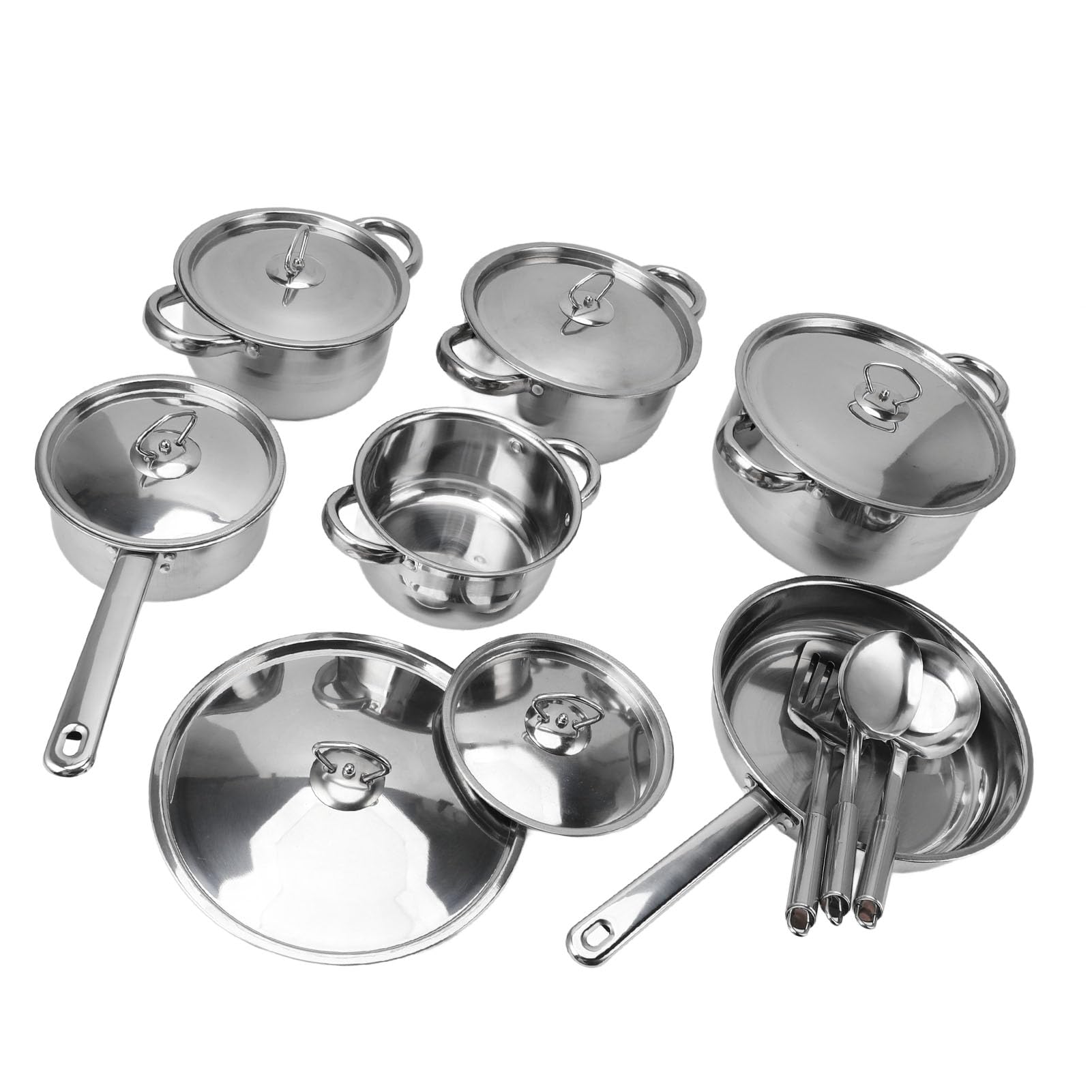 Socobeta Juego de Sartenes y Ollas de Cocina, Elegante Solución Multiusos de Acero Inoxidable para Cocineros Profesionales