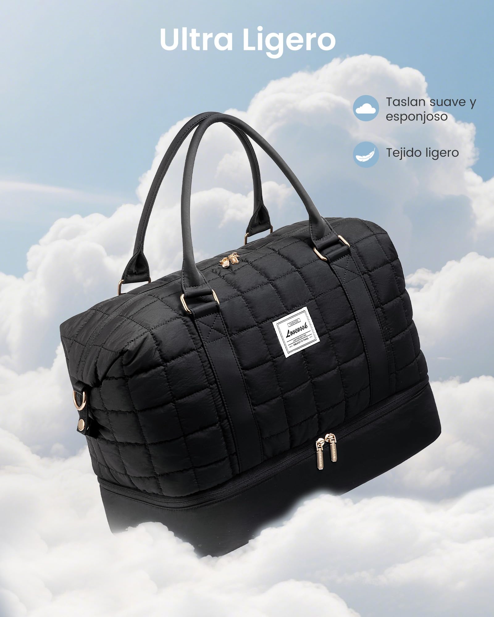LOVEVOOK Grande Bolsa de Viaje Mujer con Compartimento para Zapatos, Bolso Viaje Maternidad Hospital, Bolsa Fin de Semana Mujer Bolsas Gimnasio Deporte Travel Gym Bag