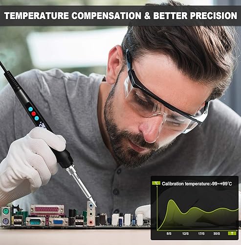 Miniatura 6 de Kit de soldador, pistola de soldadura de 100 W con pantalla digital LED, temperatura ajustable 356-932 Kit de soldadura para electrónica, incluye