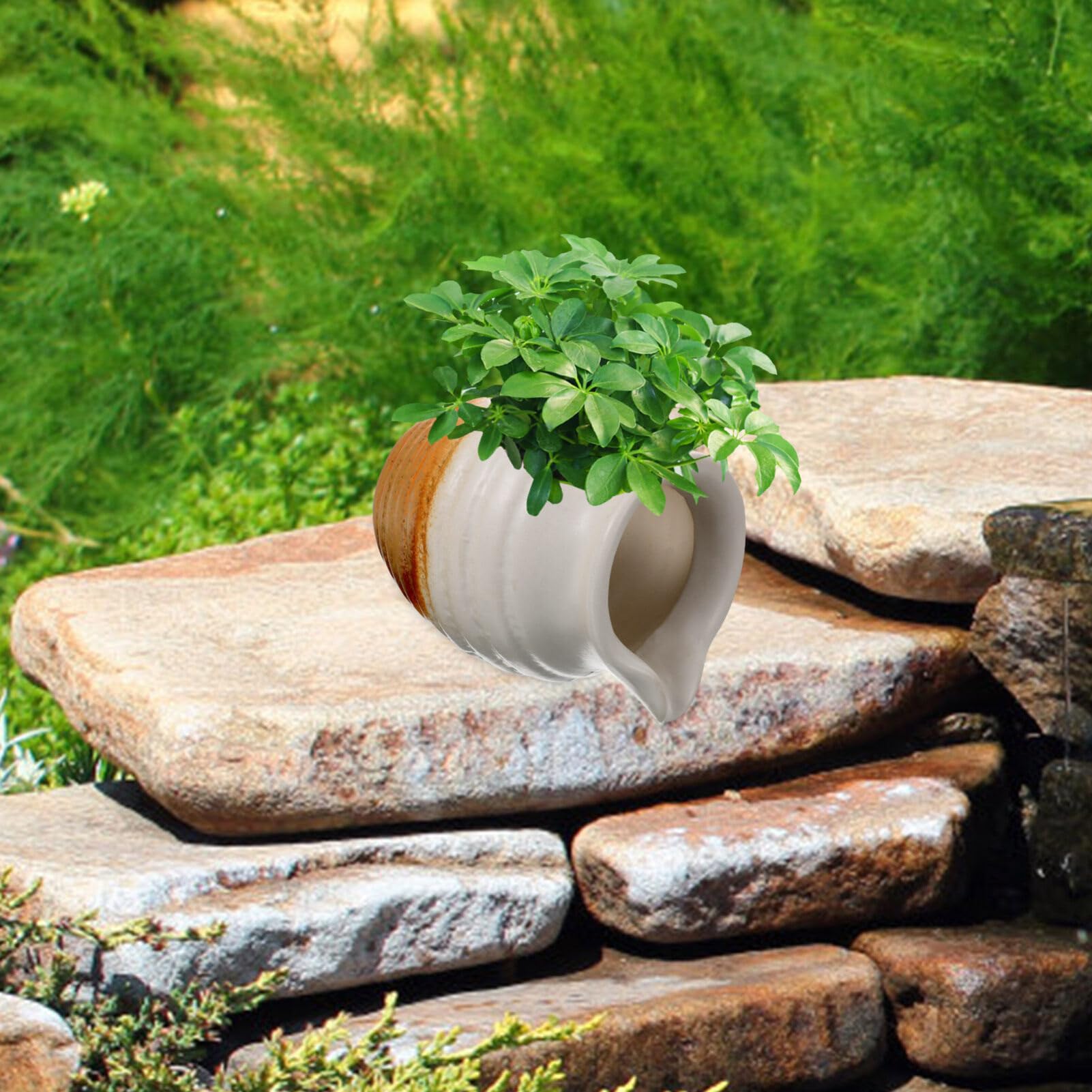 Kreative Keramikbrunnen Figur Für Gartenbrunnen Dekorativer Spritz-Effekt Für Teich Und Balkon Robuste Gartenornament Mit Vintage Farbtönen Für Innen Und Außenbereiche Kompakt