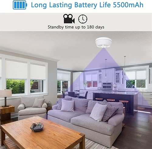 Miniatura 4 de Detector de humo de cámara oculta - Cámara espía 180 días en espera Mini HD 1080P WiFi Visión nocturna Detección de movimiento Grabadora de video