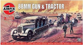 Airfix Vintage Classics Set - A02303V 88mm Gun & Tractor - Plastic Model Motor Vehicle Kits for Adults & Children 8+, Set Includes 114 Pieces, Sprues & Decals - 176 Scale Model Vehicle Set