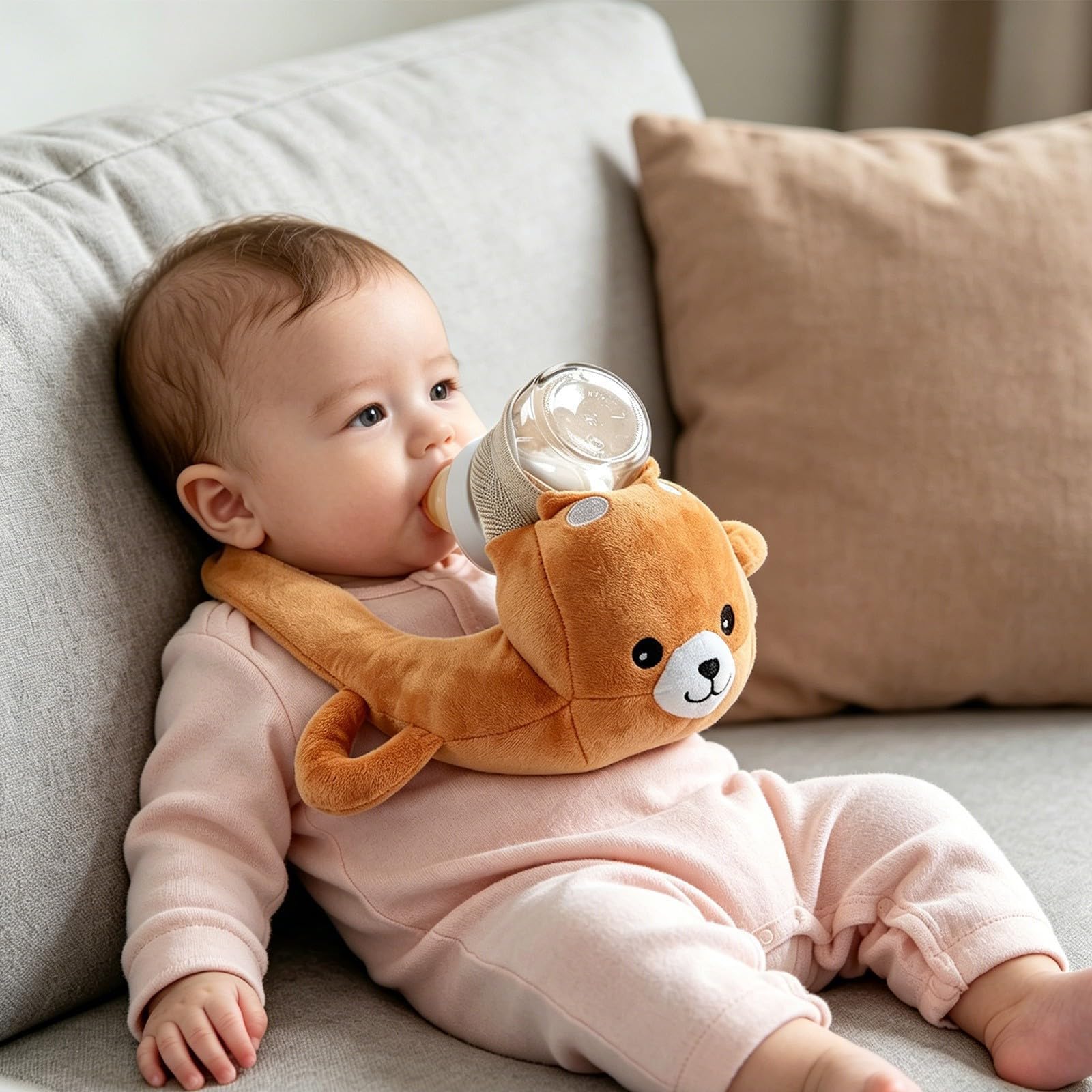 Generico Cuscino Porta Biberon, Cuscino Di Sostegno in Peluche Con Manici Regolabili, Ergonomico Per L'allattamento, Allevia La Tensione Al Polso, Supporto Per L'allattamento Con Biberon (C)