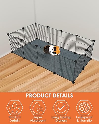 Miniatura 2 de Bissap Paquete de 2 forros para jaula de conejillo de indias, almohadillas lavables para orina de conejillo de indias, antideslizantes,
