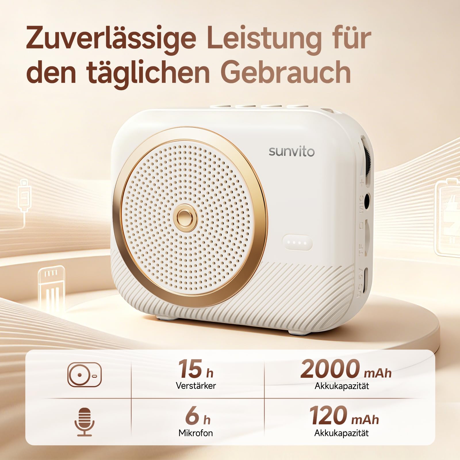Tragbarer Sprachverstärker Bluetooth Lautsprecher mit 2 kabellosem Headset-Mikrofon, wiederaufladbarer Mini Sprachverstärker für Lehrer, Trainer, Reiseführer, Meetings und Präsentationen