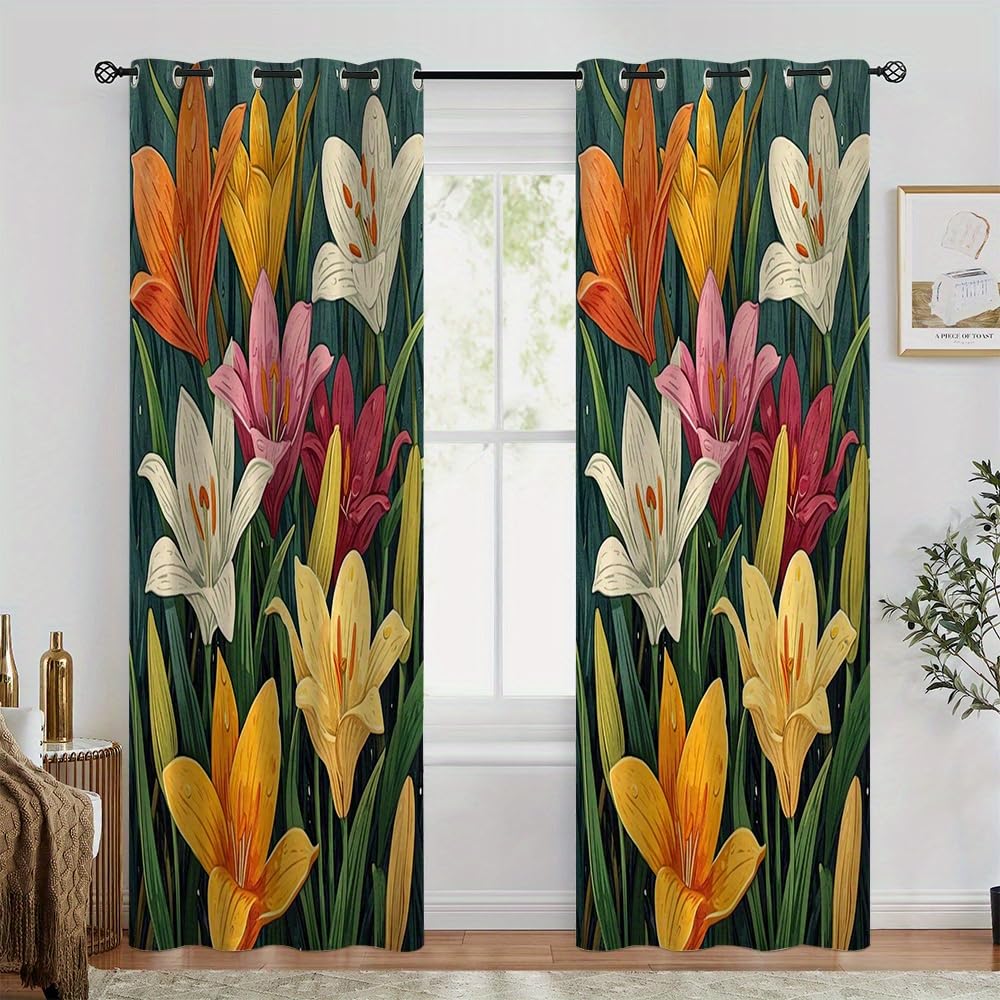 Rideaux occultants fleuris isolants et anti-regard 265cm