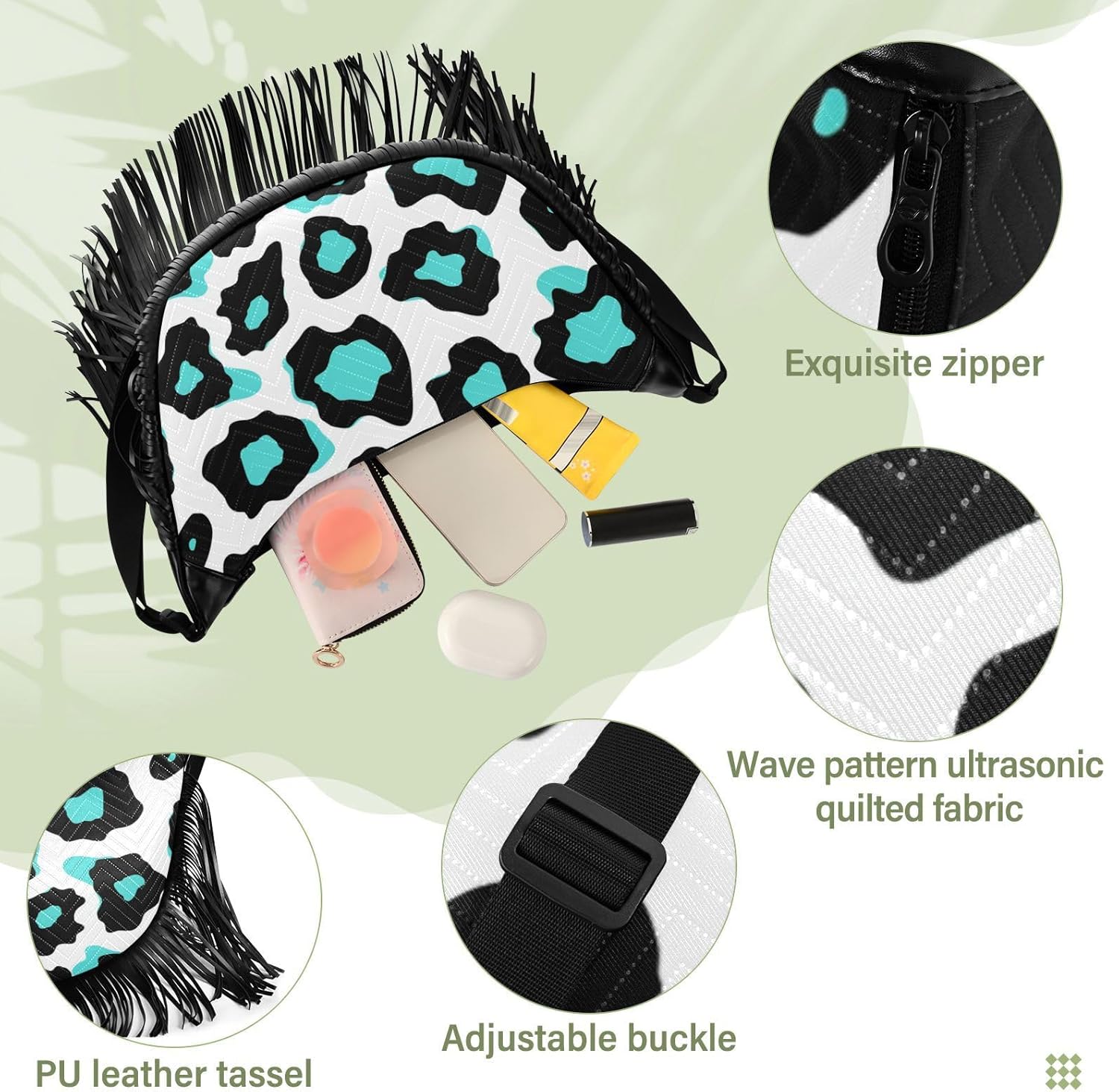 Small Crossbody Purses for Women Adjustable Shoulder Strap Ladies Crossbody Bags Womens Shoulder Bags Medium Size Vleopard Spots - Image 4