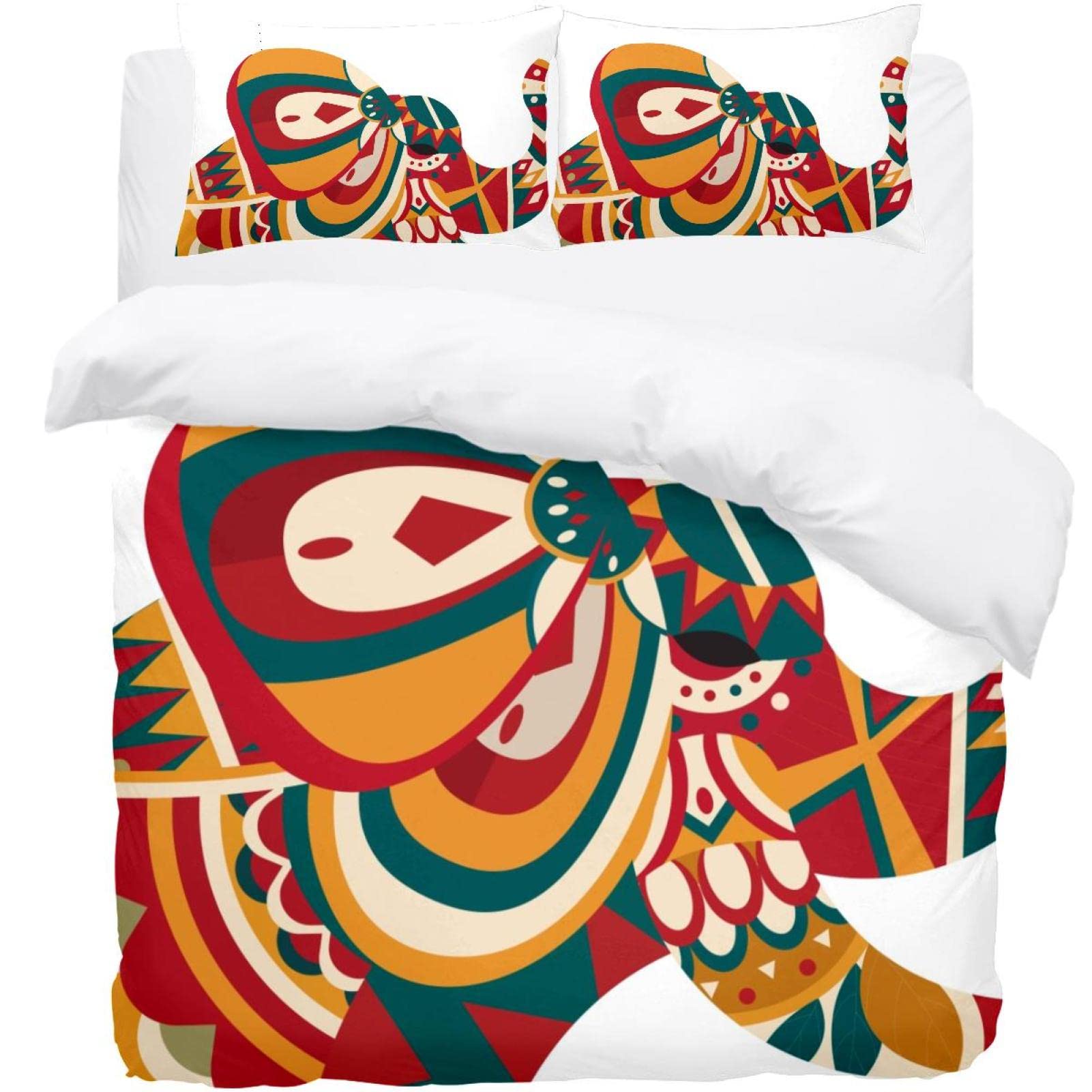 Parure de lit simple avec housse de couette géométrique et 2 taies 3 pcs
