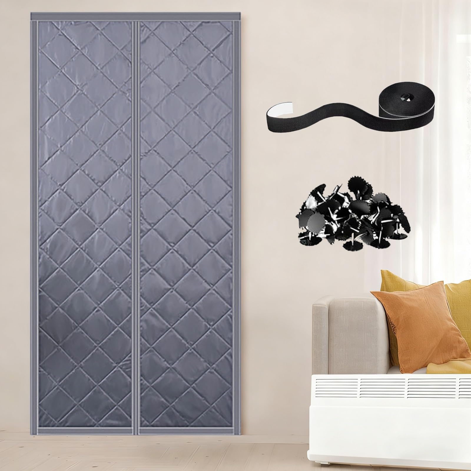 Rideau thermique porte isolant contre le froid pour entrée et balcon