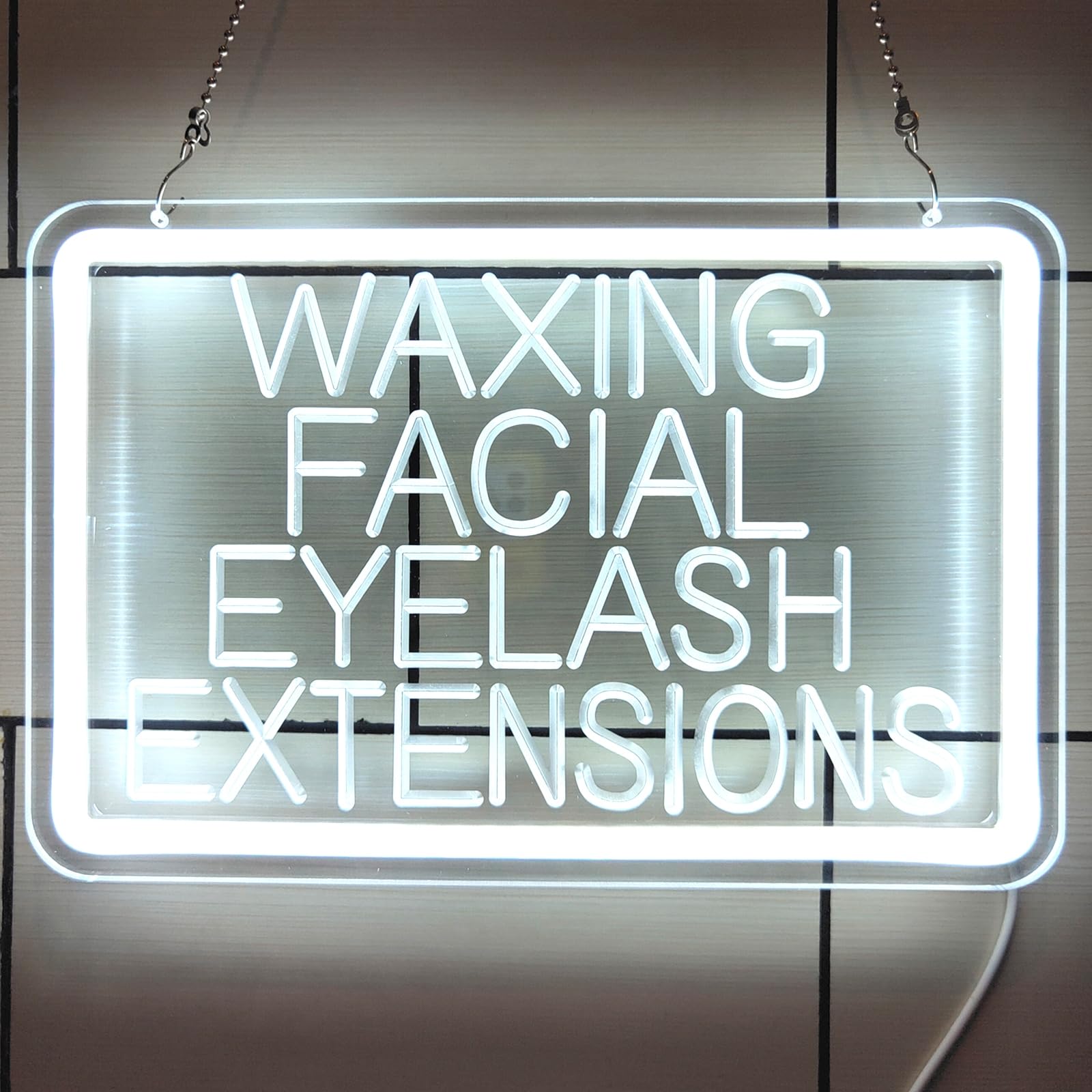 Waxing Facial Eyelash Extensions LED Neon Sign, Custom USB Powered Engraving Neon Lights with 10 Gears Dimming, for Nail Lashes Salon Facial Care Wall Hanging Dimmable Decoration,ColdWhite,50x35cm