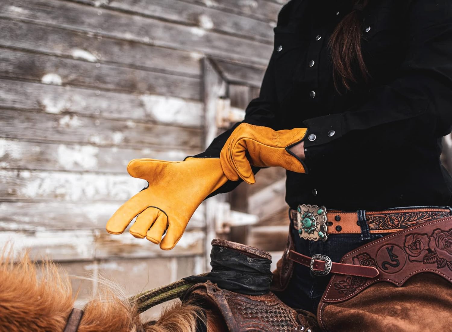 Bear Knuckles Regular Duty Cowhide Leather Work Gloves | Patented Pre-Curved Finger Design