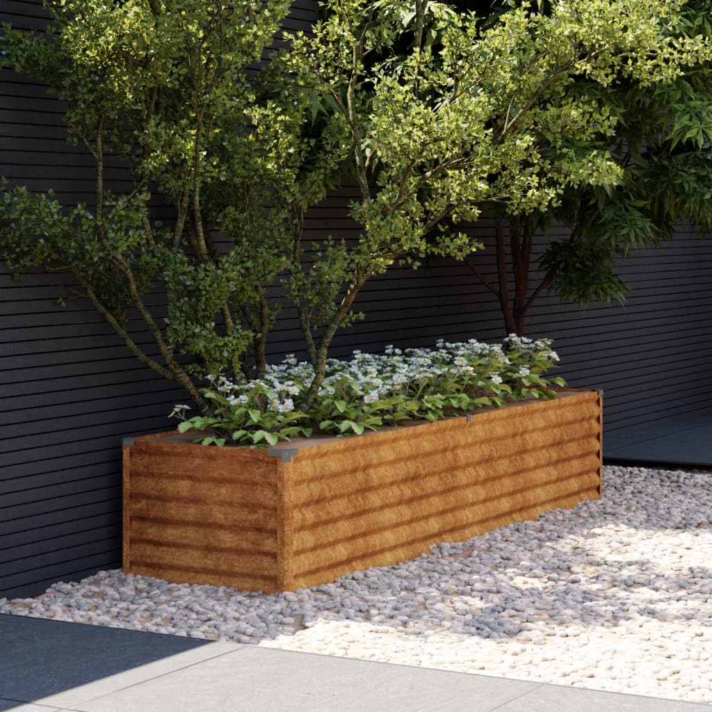 Homgoday Jardinera Acero corten 194x50x36 cm, Jardinera de Cultivo, Maceteros Grande para Exterior, Jardín Balcón o Terraza Huerto Urbano