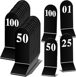 Geetery 100 Pcs Acrylic Double Sided Table Numbers 1-100 Stands, Black